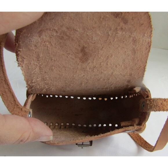 Western Crossbody Mini Brown Tooled Leather Purse Shoulder Bag - Picture 5 of 6